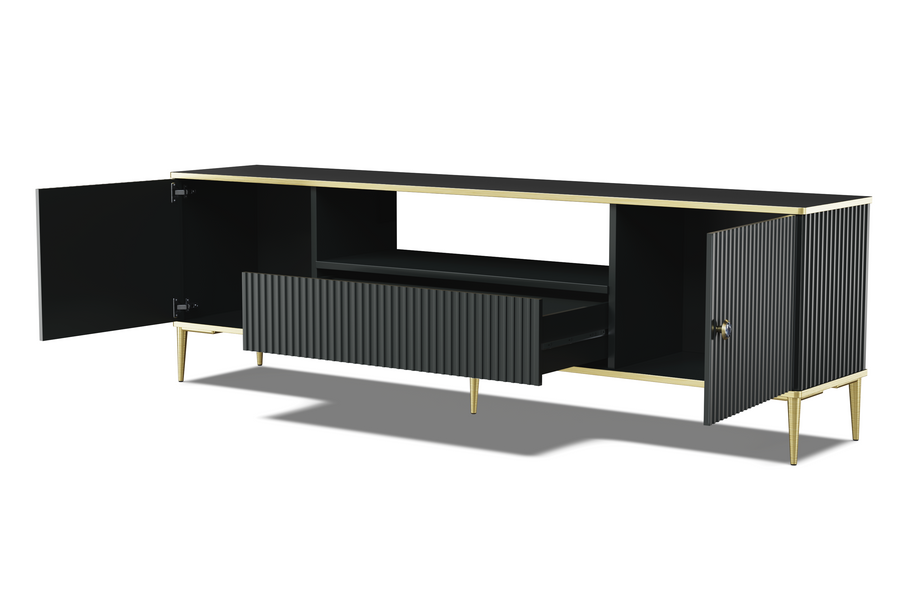 TV-Lowboard – PETRA – 180 cm Moderner Fernsehschrank mit Fräsung und Stauraum