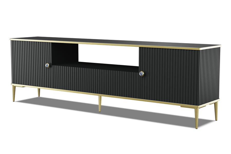 TV-Lowboard – PETRA – 180 cm Moderner Fernsehschrank mit Fräsung und Stauraum