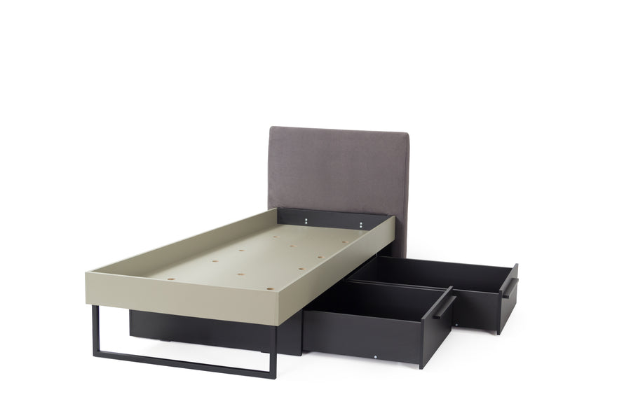 Schlafzimmer Set – 5 Teile – SERGIO System – Grau – Stilvolles Jugendzimmer Komplettset