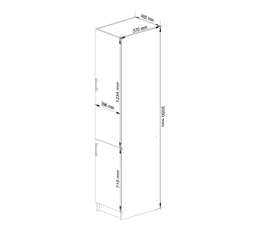 Hochschrank – LIMA – S40 / 205, Weiß / Sonoma Eiche Matt, 2 Türen