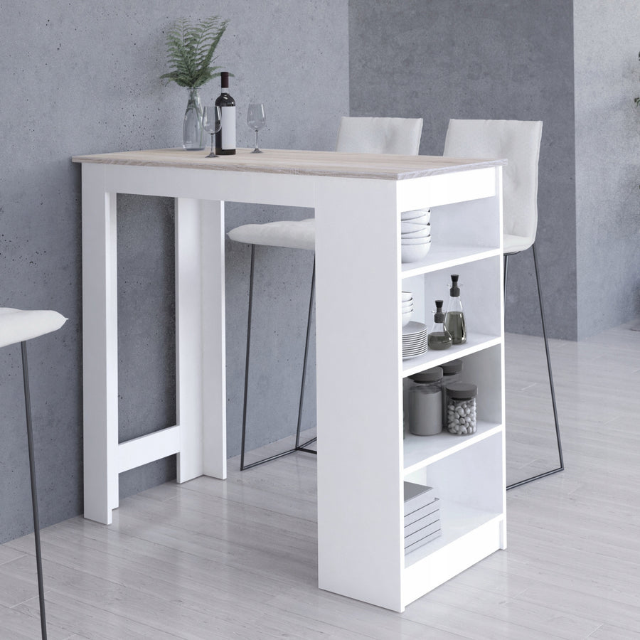 Bartisch – Moderner Stehtisch mit 4 Regalfächern
