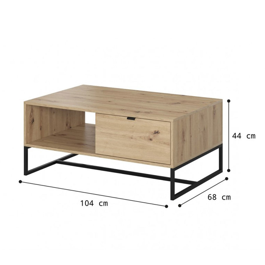 Couchtisch – AMBER – 104 cm, moderner Wohnzimmertisch mit Holzoptik