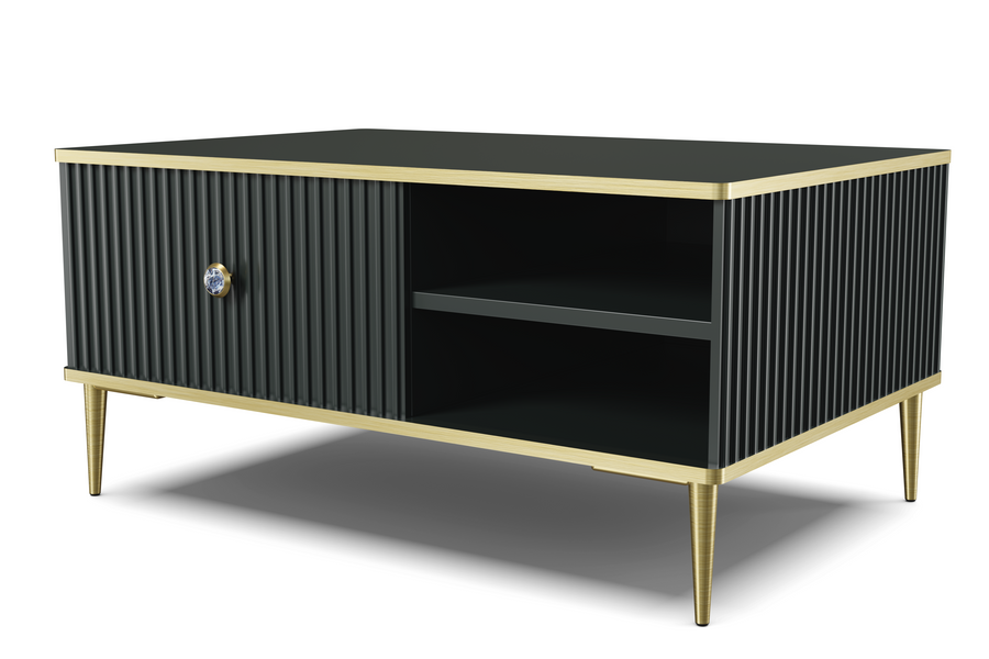 Couchtisch – PETRA – 90 cm Moderner Wohnzimmertisch mit Stauraum und Fräsung