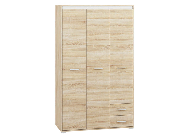 AVO 01 Kleiderschrank – 120 cm – Moderner Dreitürenschrank mit Holzoptik
