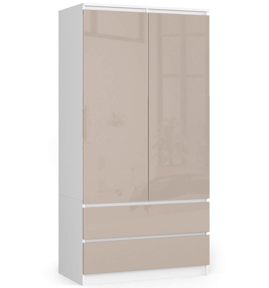 Kleiderschrank – Eleganter Drehtürenschrank mit 2 Türen und 2 Schubladen