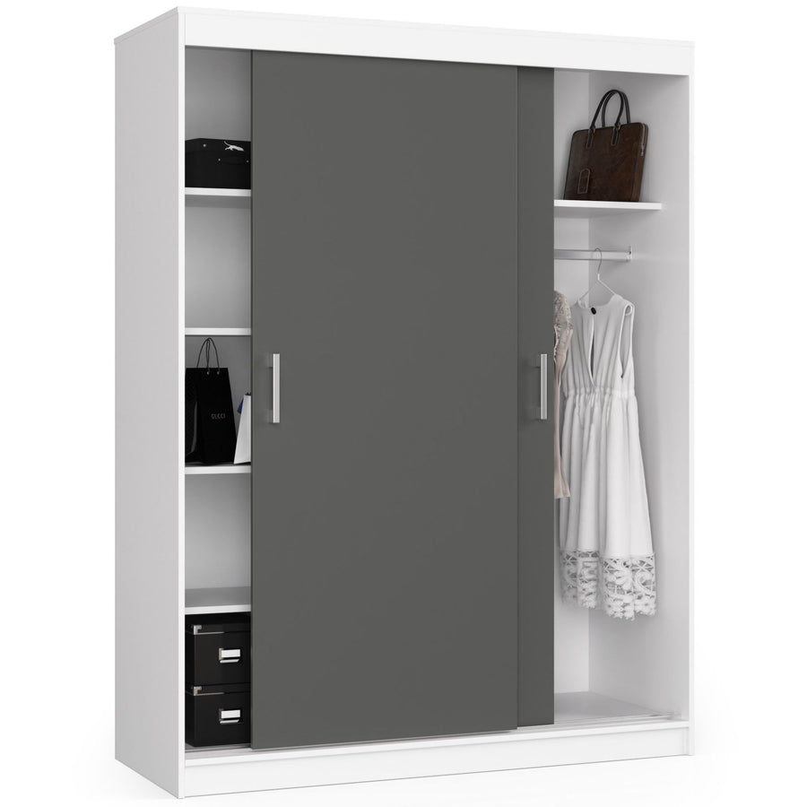 Schwebetürenschrank – MONO – Moderner Kleiderschrank mit 2 Türen und 6 Fächern