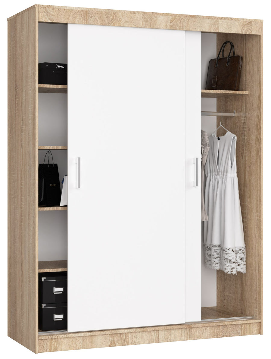 Schwebetürenschrank – MONO – Moderner Kleiderschrank mit 2 Türen und 6 Fächern