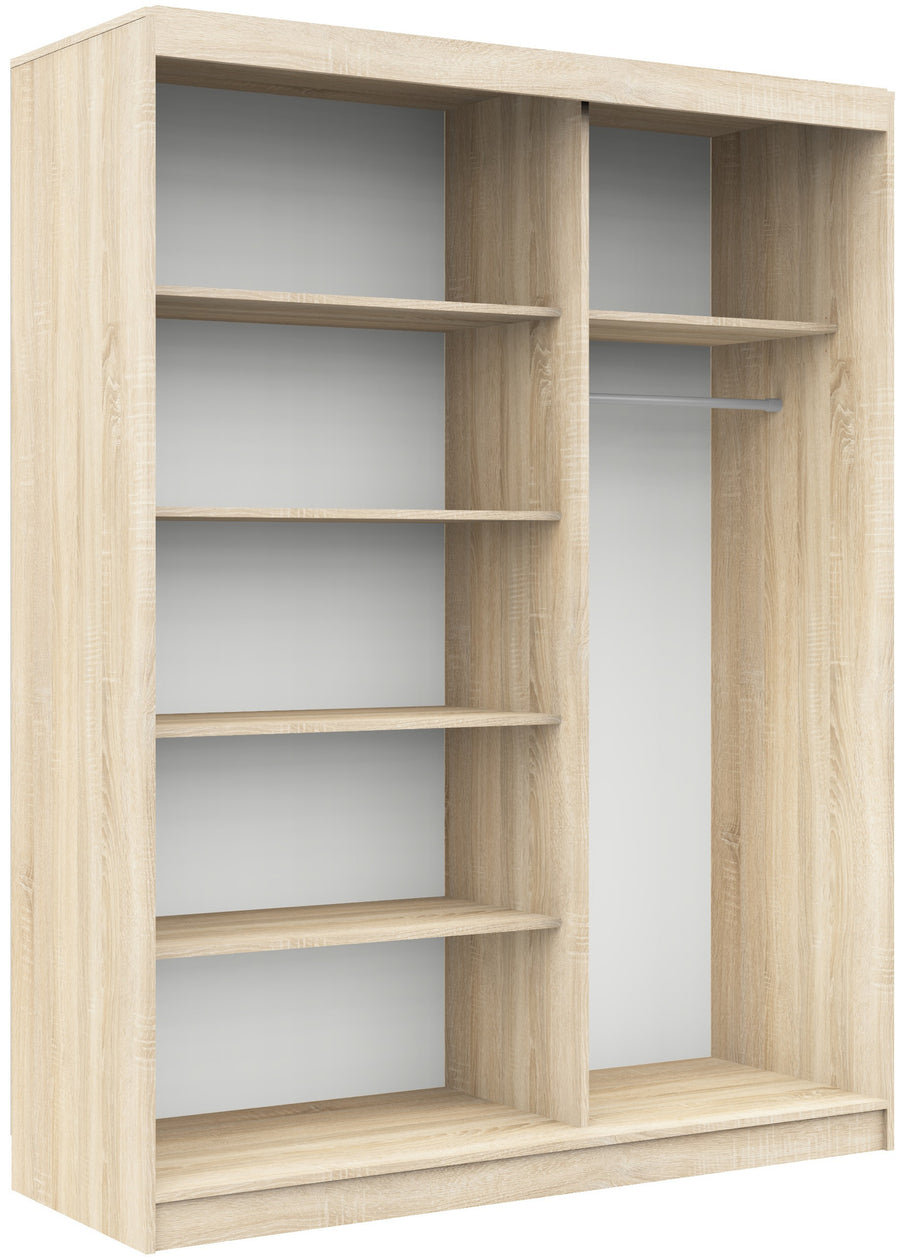 Schwebetürenschrank – MONO – Moderner Kleiderschrank mit 2 Türen und 6 Fächern