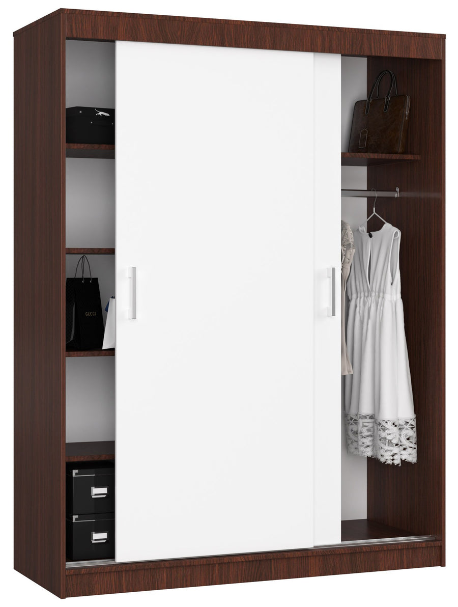 Schwebetürenschrank – MONO – Moderner Kleiderschrank mit 2 Türen und 6 Fächern