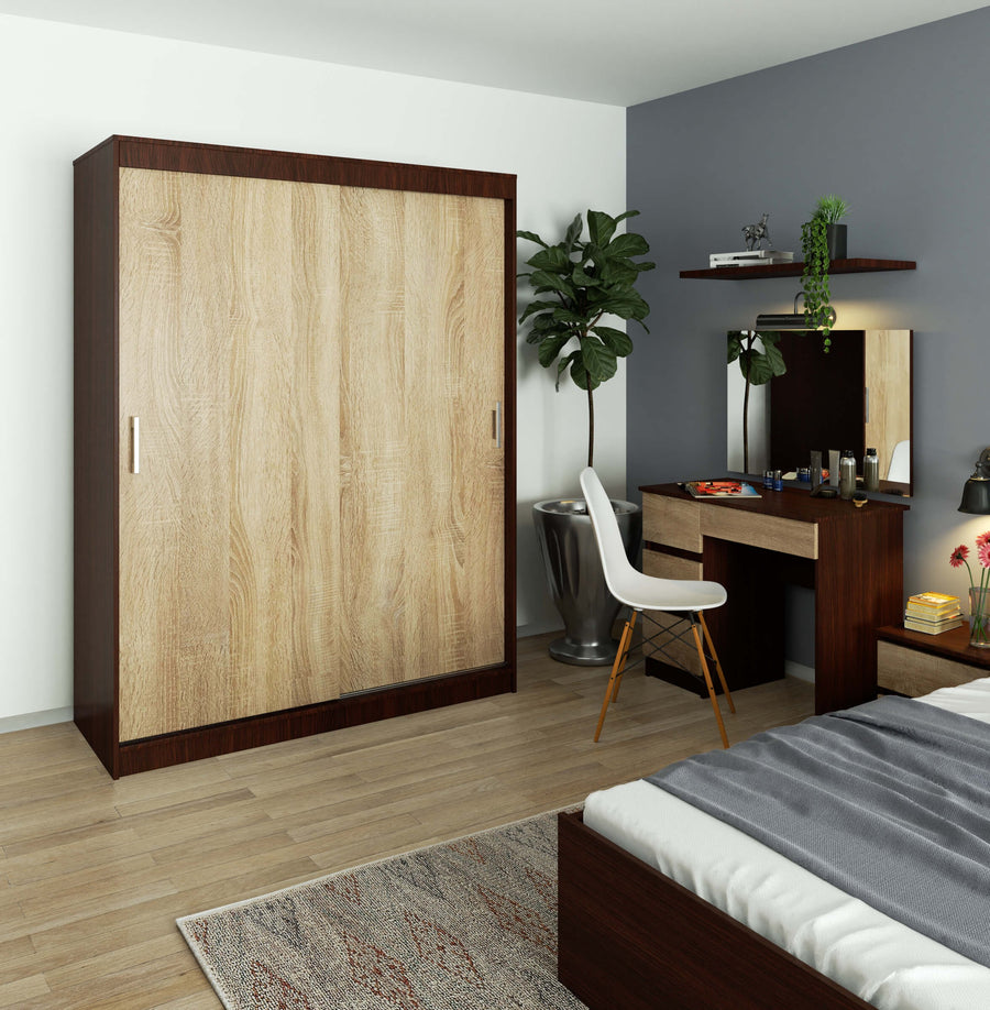 Schwebetürenschrank – MONO – Moderner Kleiderschrank mit 2 Türen und 6 Fächern