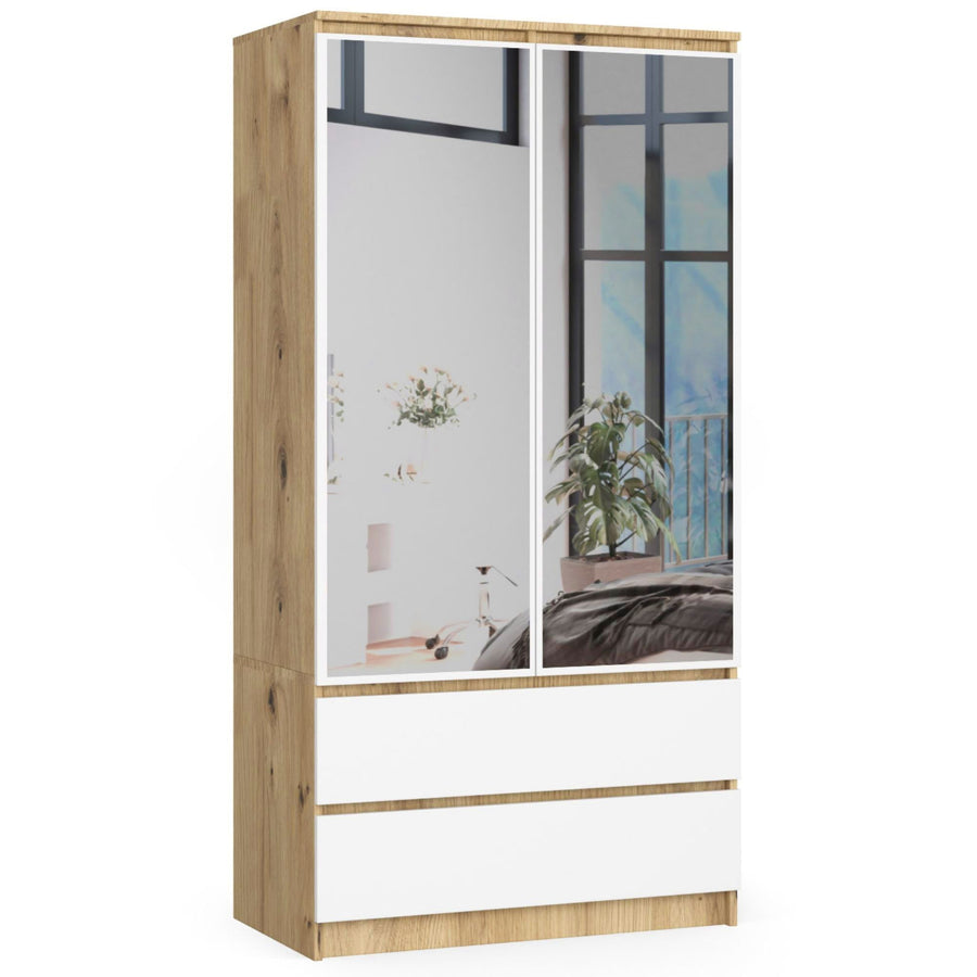 Kleiderschrank – Funktionaler Drehtürenschrank mit Spiegel und 2 Schubladen