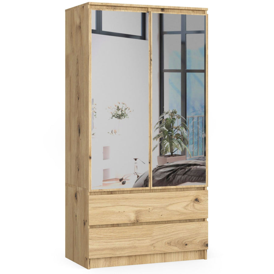 Kleiderschrank – Funktionaler Drehtürenschrank mit Spiegel und 2 Schubladen