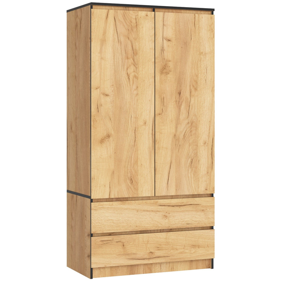 Kleiderschrank – Eleganter Drehtürenschrank mit 2 Türen und 2 Schubladen