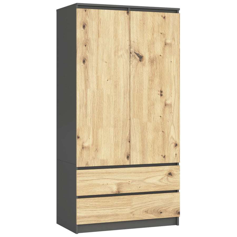 Kleiderschrank – Eleganter Drehtürenschrank mit 2 Türen und 2 Schubladen