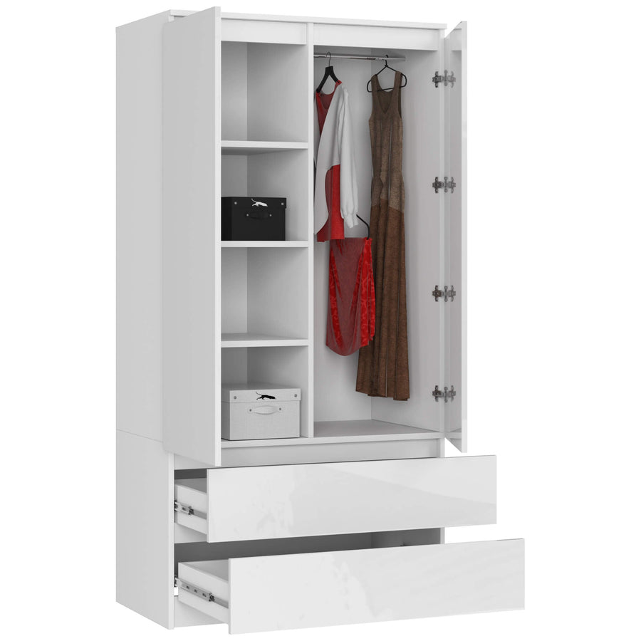 Kleiderschrank – Eleganter Drehtürenschrank mit 2 Türen und 2 Schubladen