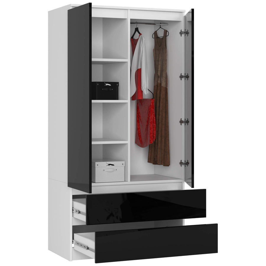 Kleiderschrank – Eleganter Drehtürenschrank mit 2 Türen und 2 Schubladen