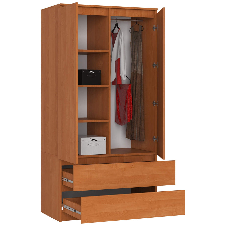 Kleiderschrank – Eleganter Drehtürenschrank mit 2 Türen und 2 Schubladen