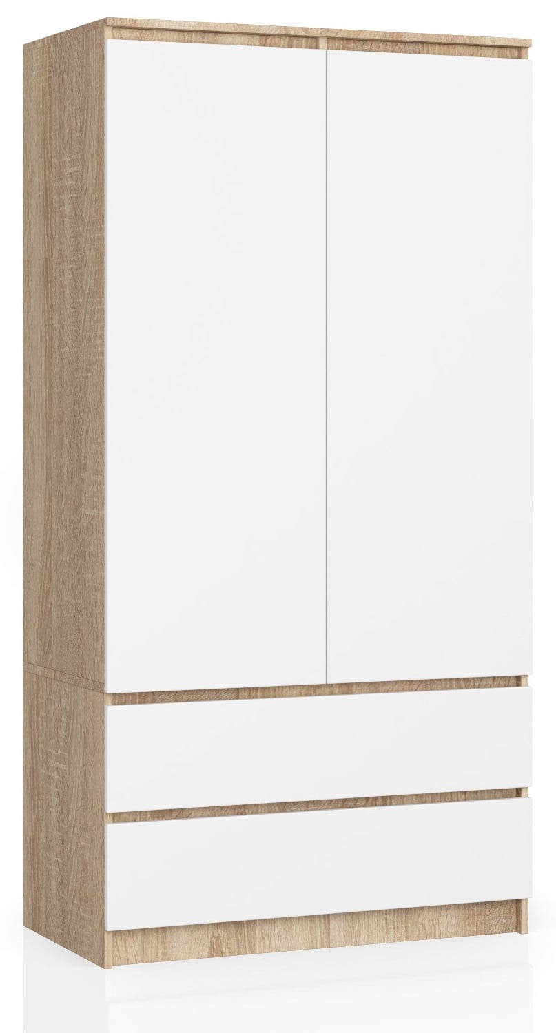 Kleiderschrank – Eleganter Drehtürenschrank mit 2 Türen und 2 Schubladen