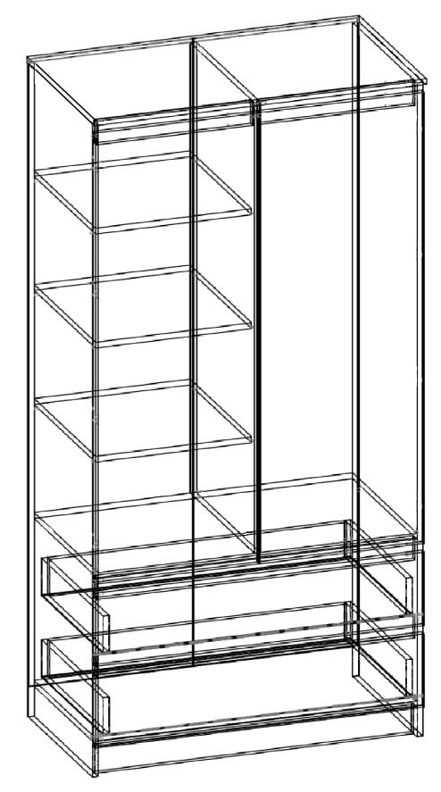 Kleiderschrank – Eleganter Drehtürenschrank mit 2 Türen und 2 Schubladen