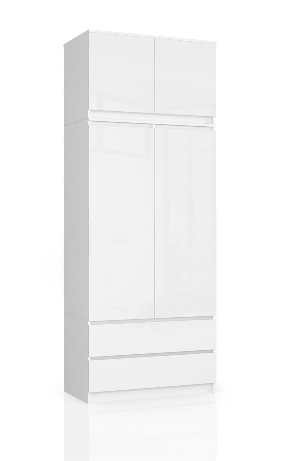 Kleiderschrank – Erweiterbarer Drehtürenschrank mit Aufsatz und 2 Schubladen