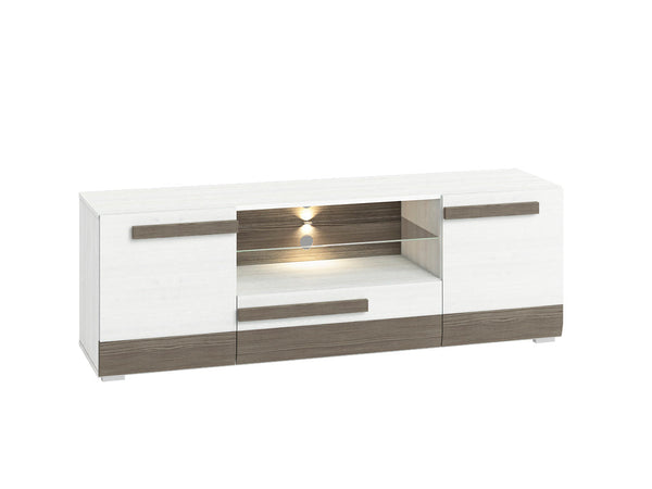 BLANCO TV-Lowboard – Mit Schubladen und Glaselement