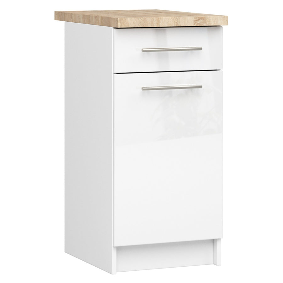 Unterschrank – OLIWIA – S40 1D1S, Stauraumschrank mit Tür und Schublade, mit Arbeitsplatte