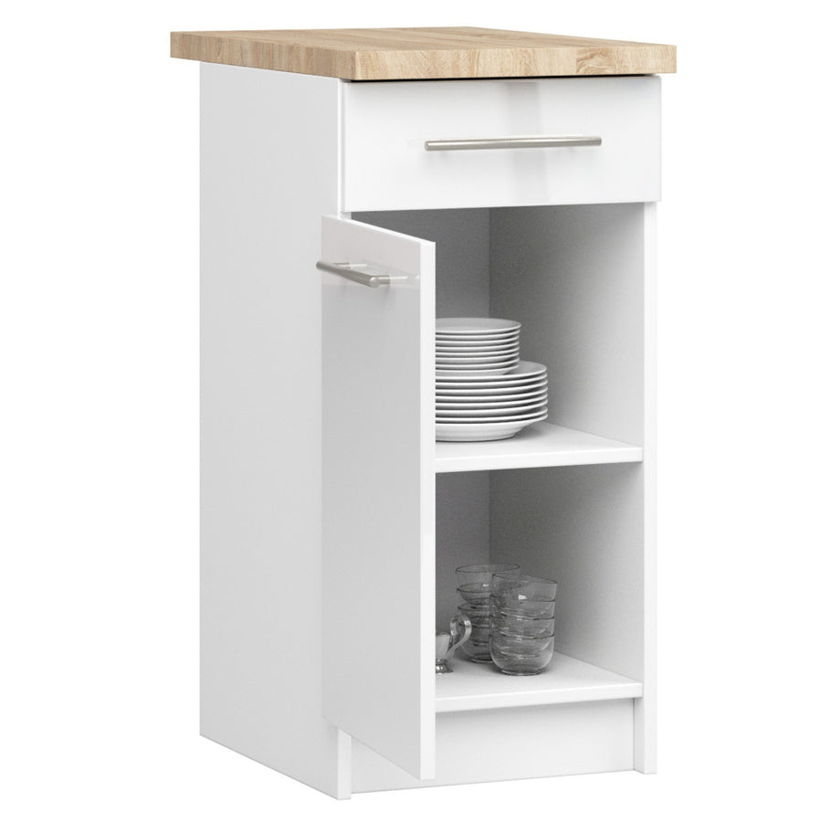 Unterschrank – OLIWIA – S40 1D1S, Stauraumschrank mit Tür und Schublade, mit Arbeitsplatte