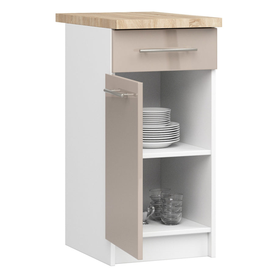 Unterschrank – OLIWIA – S40 1D1S, Stauraumschrank mit Tür und Schublade, mit Arbeitsplatte