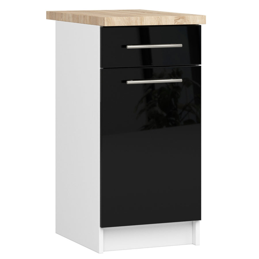 Unterschrank – OLIWIA – S40 1D1S, Stauraumschrank mit Tür und Schublade, mit Arbeitsplatte