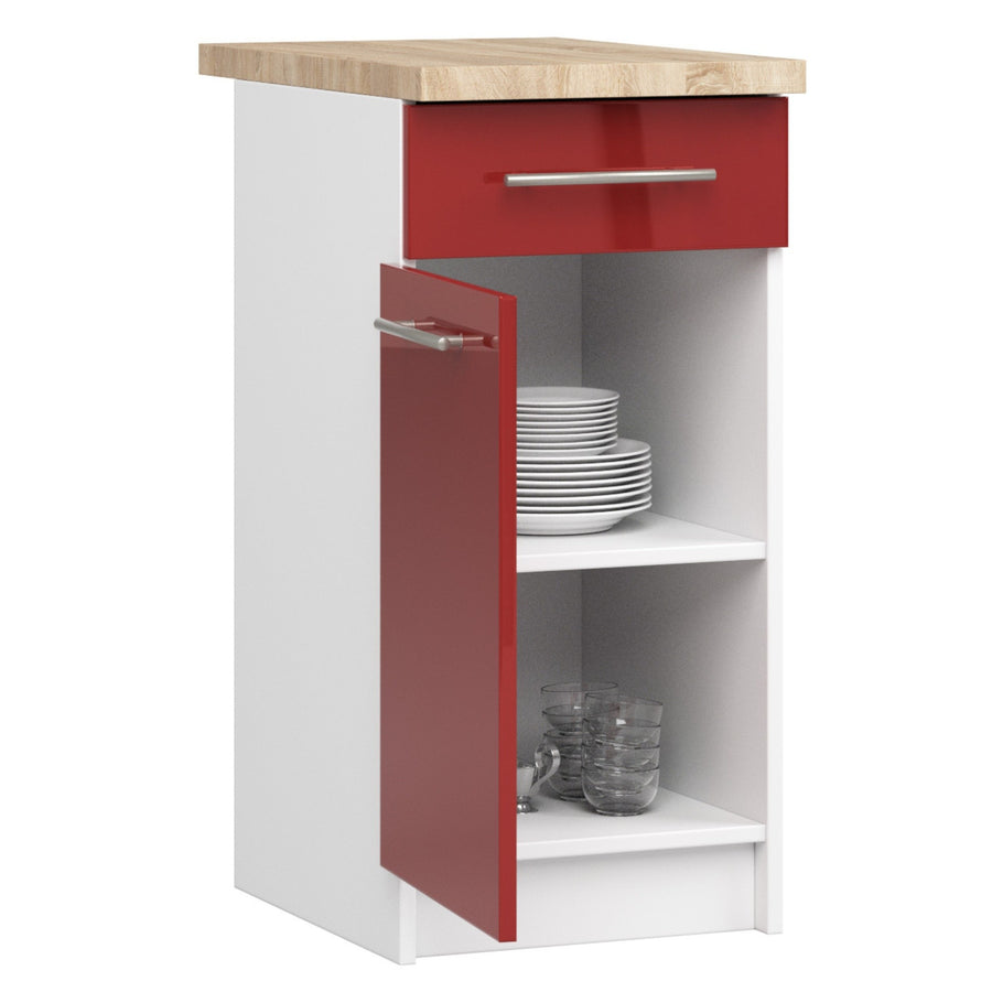 Unterschrank – OLIWIA – S40 1D1S, Stauraumschrank mit Tür und Schublade, mit Arbeitsplatte