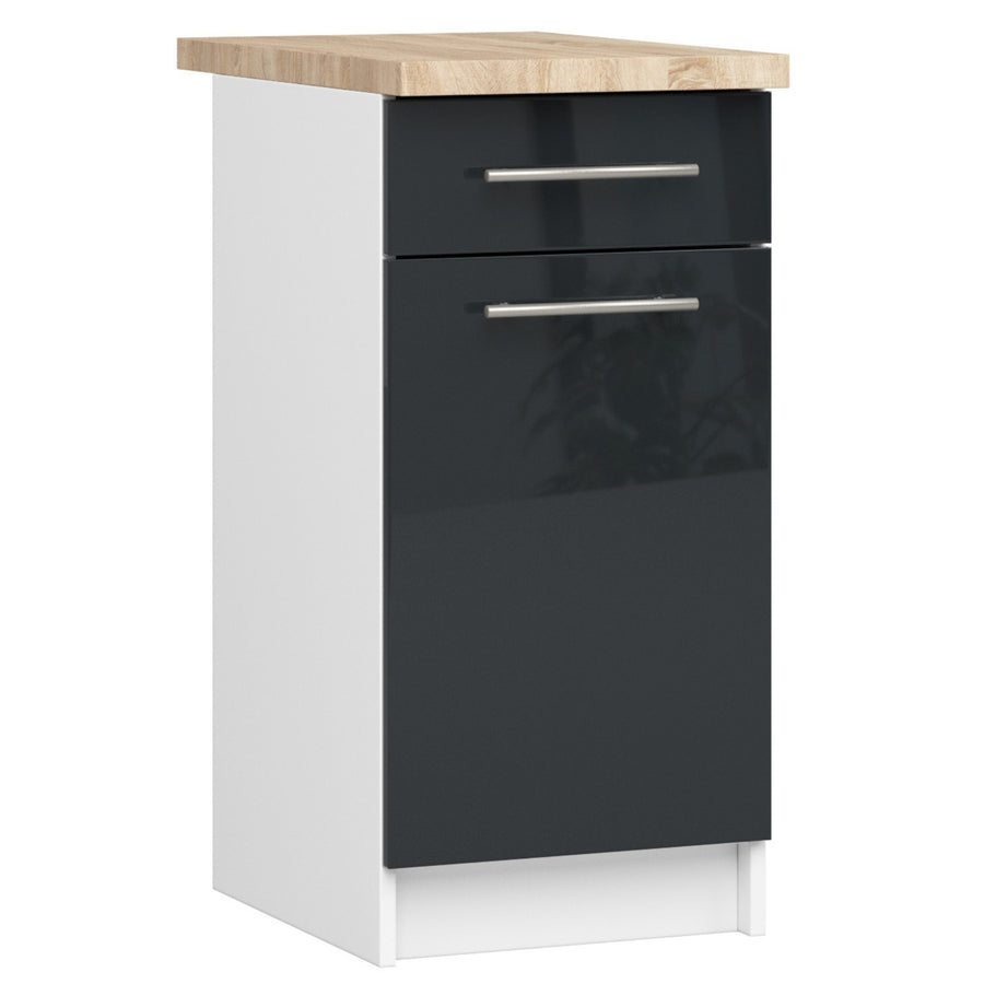 Unterschrank – OLIWIA – S40 1D1S, Stauraumschrank mit Tür und Schublade, mit Arbeitsplatte