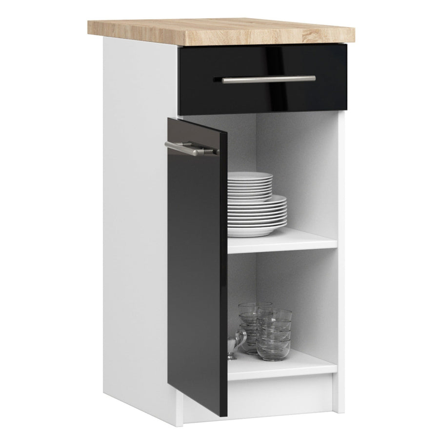 Unterschrank – OLIWIA – S40 1D1S, Stauraumschrank mit Tür und Schublade, mit Arbeitsplatte
