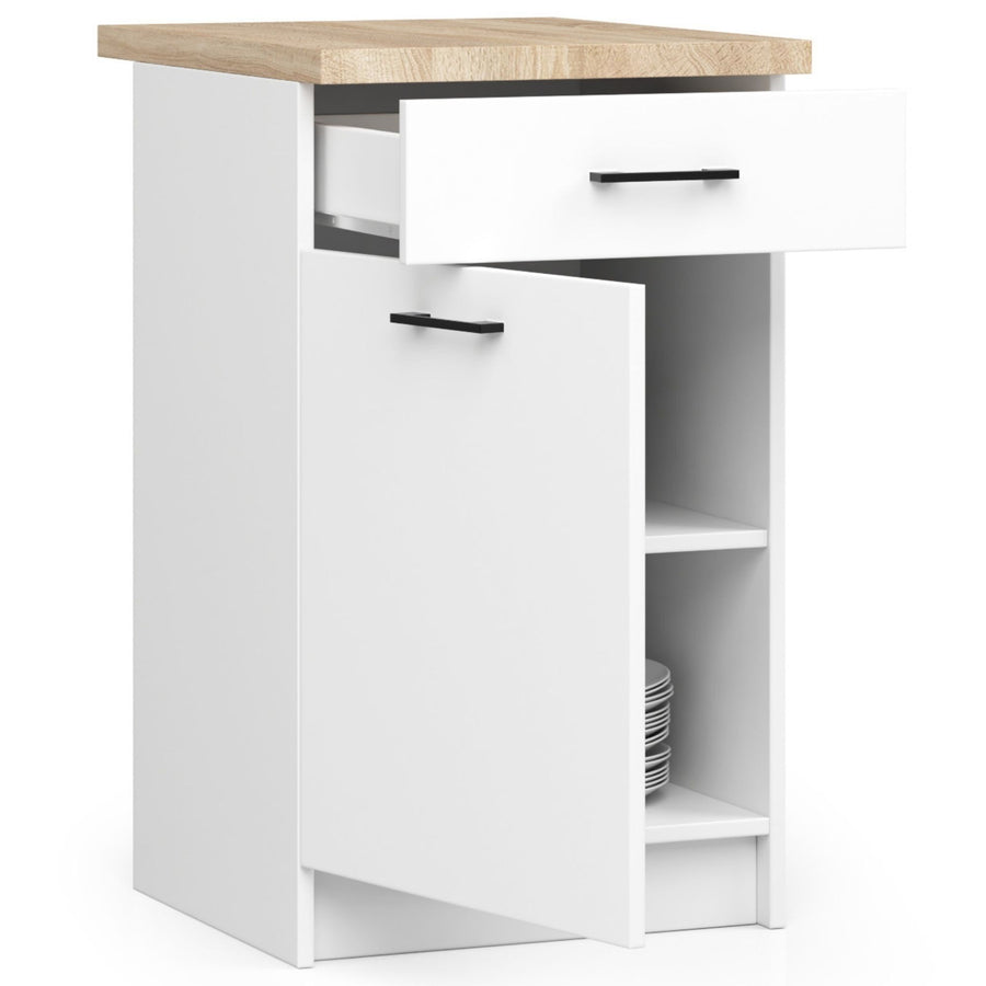 Unterschrank – OLIWIA – S40 1D1S, Stauraumschrank mit Tür und Schublade, mit Arbeitsplatte