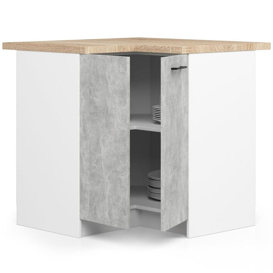 Eckunterschrank – OLIWIA – S90/90, zeitlose Eleganz, mit Arbeitsplatte