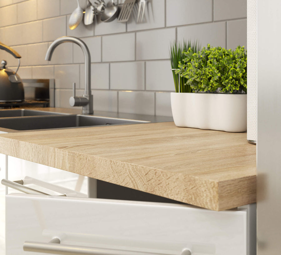 Eckunterschrank – OLIWIA – S90/90, zeitlose Eleganz, mit Arbeitsplatte