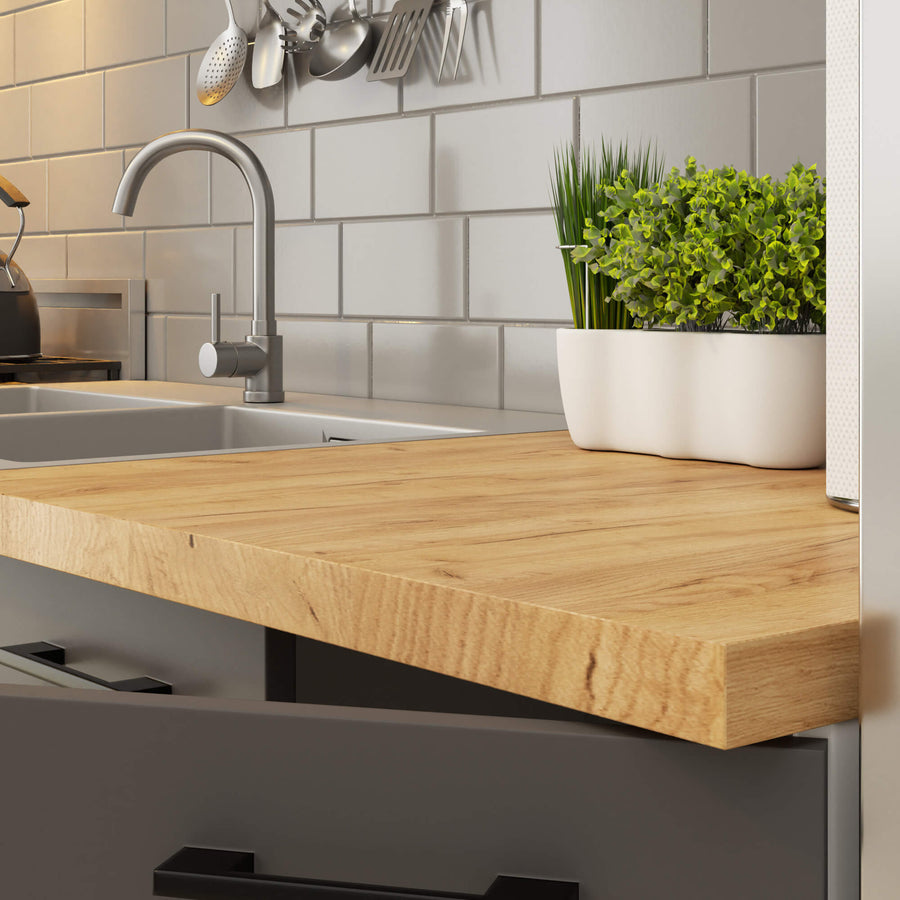 Eckunterschrank – OLIWIA – S90/90, zeitlose Eleganz, mit Arbeitsplatte