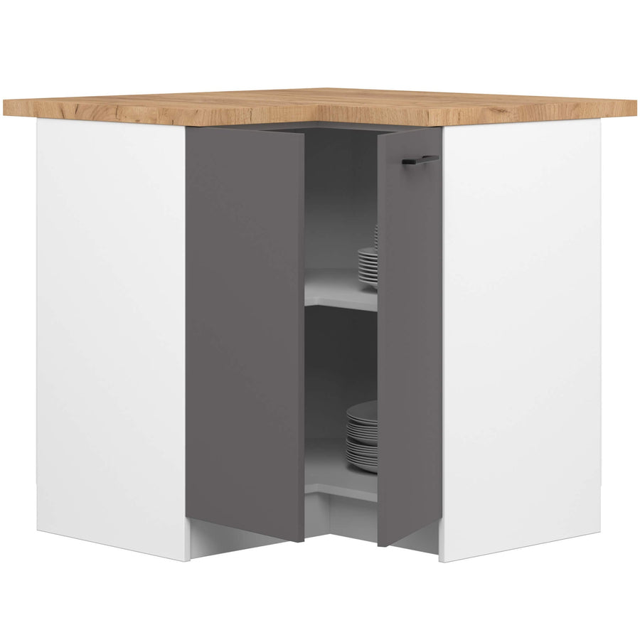 Eckunterschrank – OLIWIA – S90/90, zeitlose Eleganz, mit Arbeitsplatte