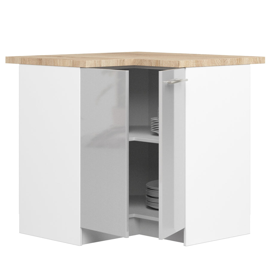 Eckunterschrank – OLIWIA – S90/90, zeitlose Eleganz, mit Arbeitsplatte