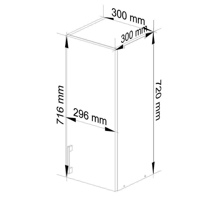 Hängeschrank – LIMA – W30 D1, Weiß / Sonoma Eiche Matt, 1 Tür