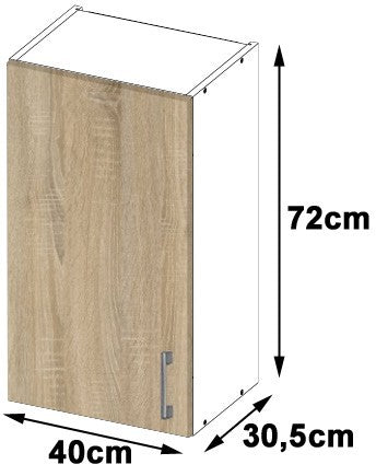 Hängeschrank – LIMA – W40 D1, Weiß / Sonoma Eiche Matt, 1 Tür