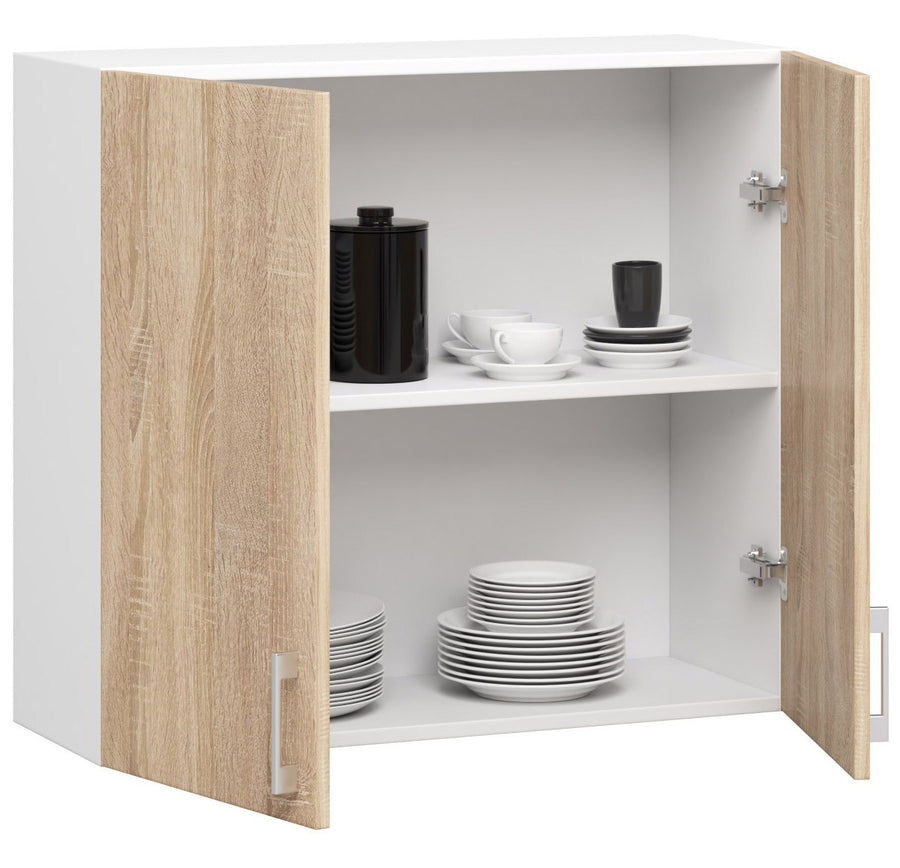 Hängeschrank – LIMA – W80 D2, Weiß / Sonoma Eiche Matt