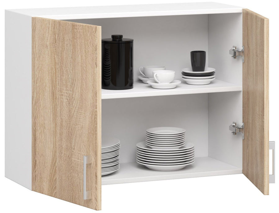 Hängeschrank – LIMA – W80 D2, Weiß / Sonoma Eiche Matt