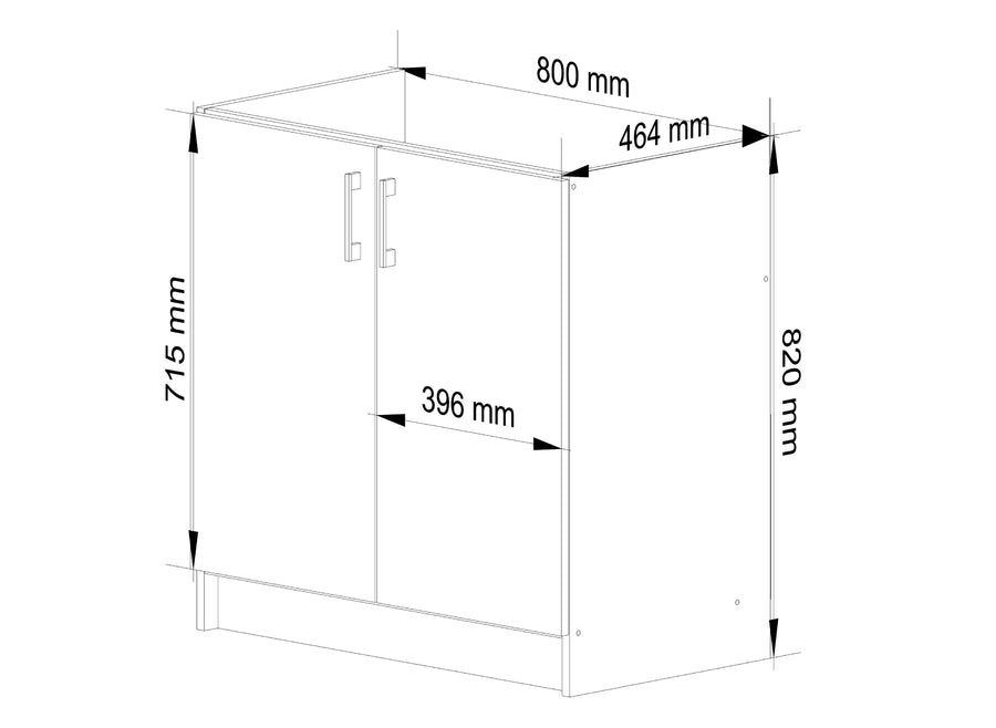 Spülenunterschrank – LIMA – S80ZL, Weiß / Sonoma Eiche Matt