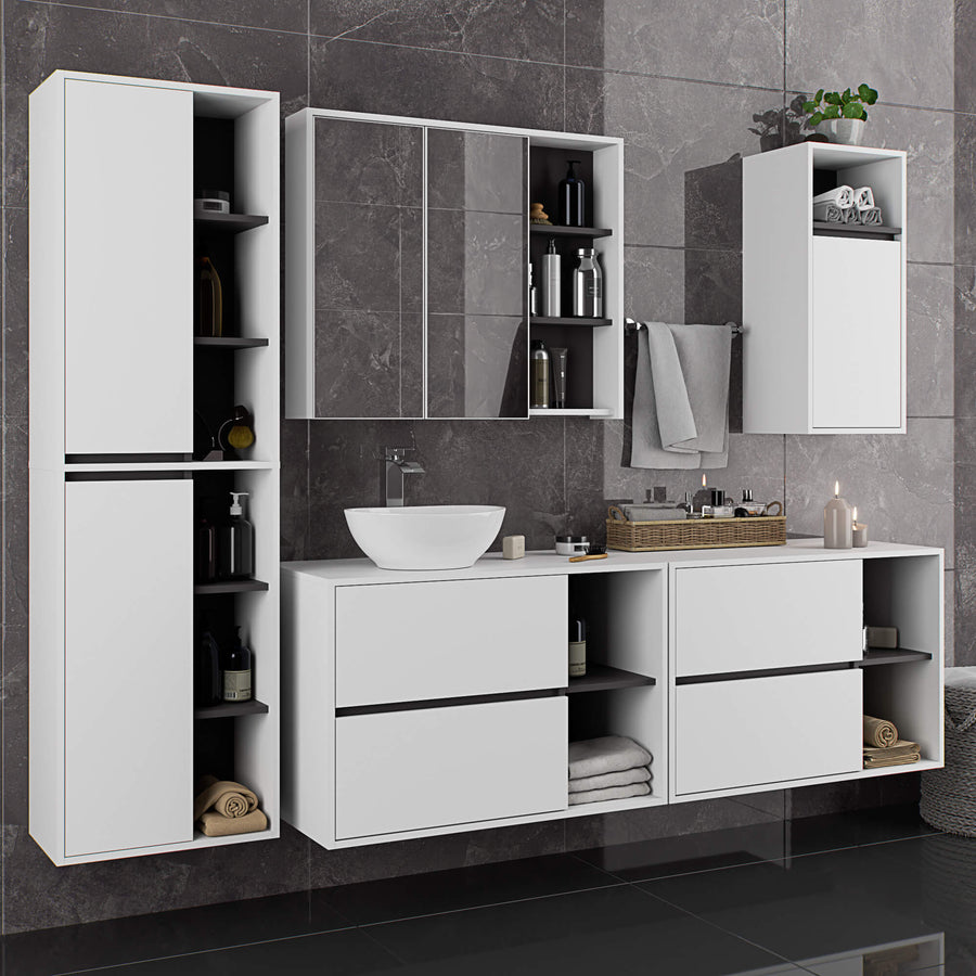 Badezimmerschrank – VAMI – Schmaler Badschrank für kleine Räume mit praktischem Stauraum
