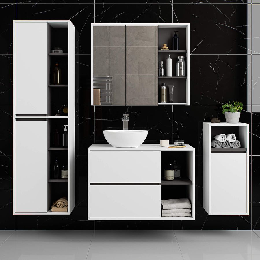 Badezimmerschrank – VAMI – Schmaler Badschrank für kleine Räume mit praktischem Stauraum