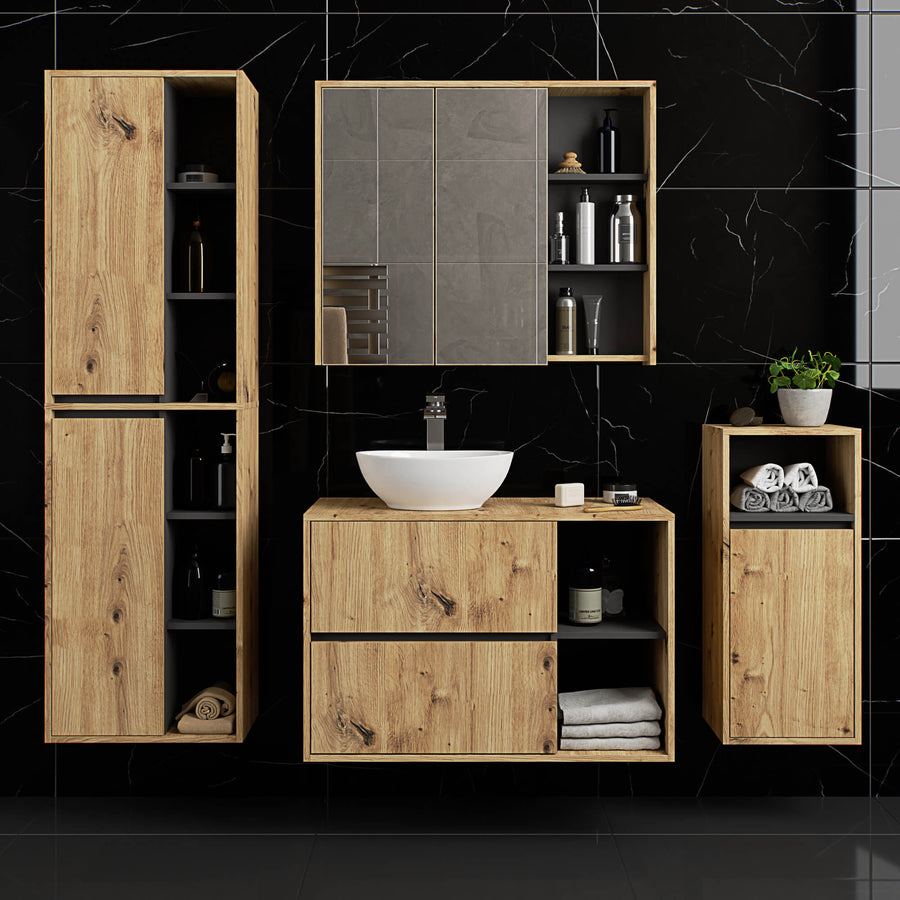Badezimmerschrank – VAMI – Schmaler Badschrank für kleine Räume mit praktischem Stauraum