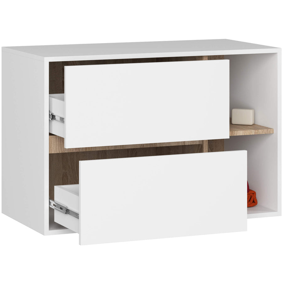 Badezimmerschrank – VAMI – Moderner Badschrank mit Schubladen und offenen Fächern