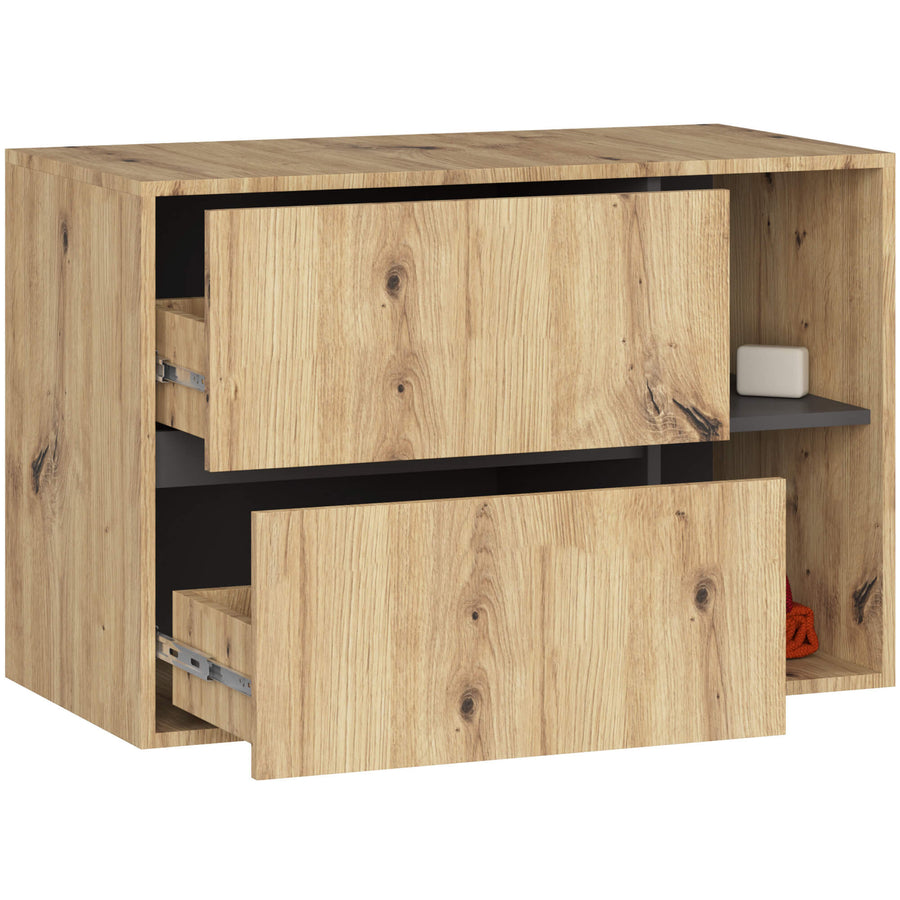 Badezimmerschrank – VAMI – Moderner Badschrank mit Schubladen und offenen Fächern