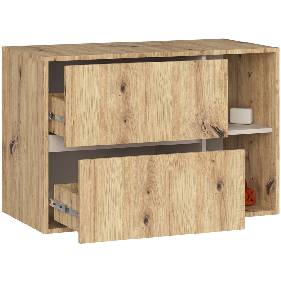 Badezimmerschrank – VAMI – Moderner Badschrank mit Schubladen und offenen Fächern