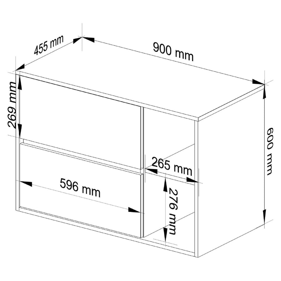Badezimmerschrank – VAMI – Moderner Badschrank mit Schubladen und offenen Fächern
